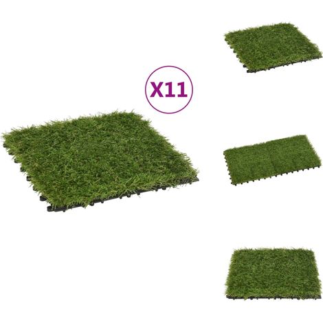 Carreaux de gazon artificiel 11 pcs Vert 30x30 cm - Dalle De Gazon Artificiel - Gazon Synthétique - Pelouse Artificielle - Décoration Extérieur - Jardin Sans Entretien (1/5)