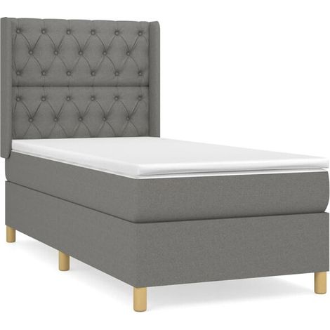 Cadre de lit en tissu, matelas inclus, gris foncé, 80 x 200 cm (1/5)
