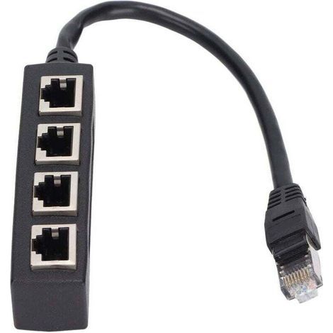 Adaptateur répartiteur RJ45 1 à 4 ports Transmission fluide Excellente connexion Adaptateur de cble réseau (1/4)