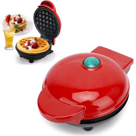 Mini Gaufrier Rond, Machine a Gauffreet Pancake Waffle Maker Classiques pour Cadeaux de Noël, Crêpes, Biscuits, Chaffle, Snack, Gaufres Belges (1/4)