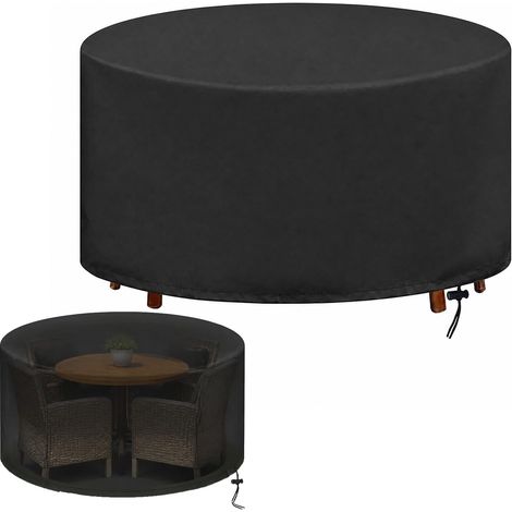 Telo di copertura protettivo per tavolo rotondo 128x71cm – Antivento – Tessuto Oxford 420D – Resistente ai raggi UV – Con coulisse (1/5)