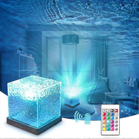 Lampe à projection d'ondes Aurora, lampe à eau à flamme rotative à dégradé de 16 couleurs, veilleuse à vagues avec télécommande (1/5)