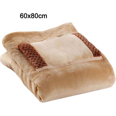 Couverture chauffante USB lavable [Flannel+lamb] [6080cm] [pink，Camel] (1/5)