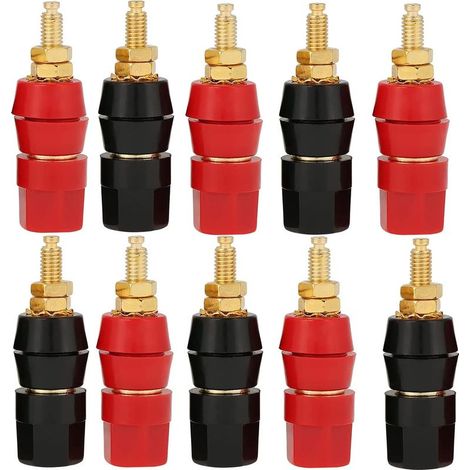 10pcs Haut-Parleur Reliure Post,Fiche Banane Douille, Fiche Banane Femelle, pour Prise Banane Jack Adaptateur Connecteur Terminal Prise Châssis Connecteur Audio HIFI(Noir et Rouge) (1/4)