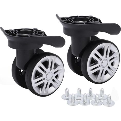 Roulette de Valise, 1 Paire de Roues Pivotantes pour Bagages, roulettes Pivotantes pour Valise Repalcement Roues à Double Rangée Muettes Roue Valise (1/5)