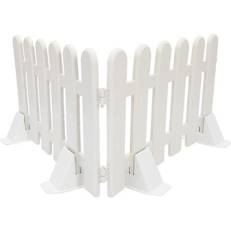 Lot de 2 piquets décoratifs extérieurs en vinyle, clôture de jardin en plastique, bordure de clôture blanche, clôture de patio (1/4)