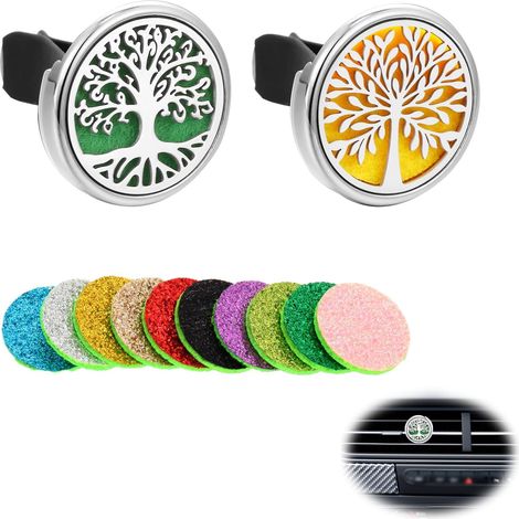 2 Pcs Essential Oil Diffuser, Car Aromatherapy Essential Oils Diffuser Air Freshener for Car Living Room Office Car Interior Accessory with 10 Replacement Felt Pads (1/5)