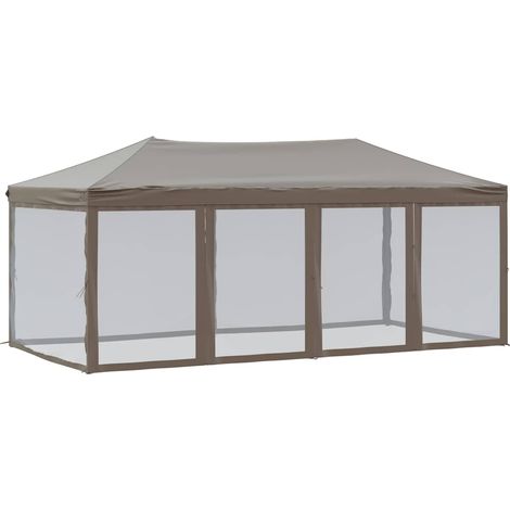 vidaXL Carpa para fiestas plegable con paredes gris taupé 3x6 m (1/2)