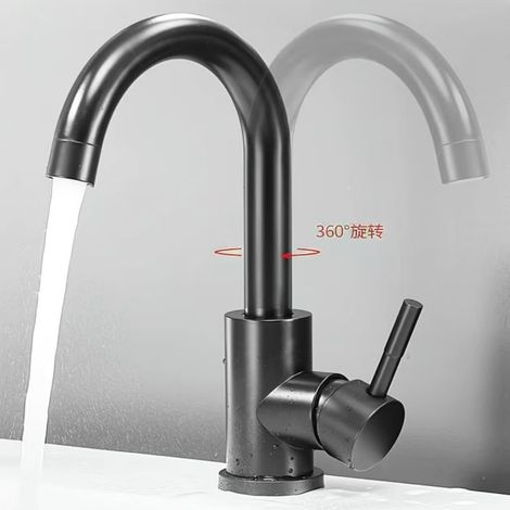 Wholesale 304 Stainless Steel Flat Tee Dual-Use Kitchen Sink Faucet - Hot and Cold Water, Mixing and Dishwashing Faucet - Black Flat Tee with Small Bend