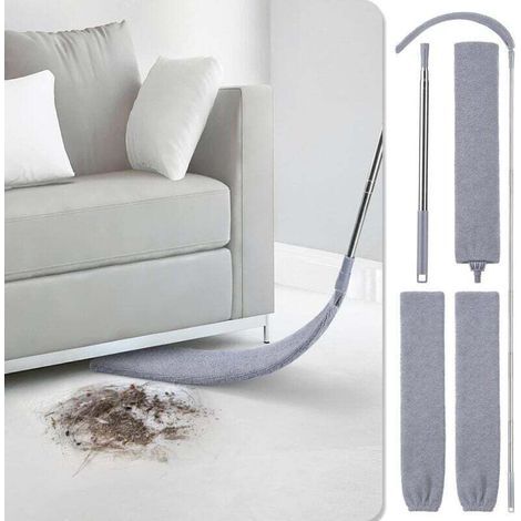 Aspiradora de polvo retráctil Ulisem, plumero plano extensible y dos fundas de microfibra, aspiradora de polvo retráctil para aspirar el polvo debajo del sofá, armario o (1/4)