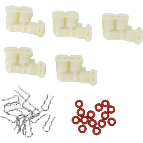 Kit di connettori per fluidi a forma di F, compatibile con macchine da caffè Jura, 5 connettori, 15 clip, anelli in silicone. (1/5)