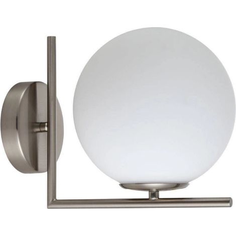 Applique minimal nichel satinato sfera bianca E27 Italux