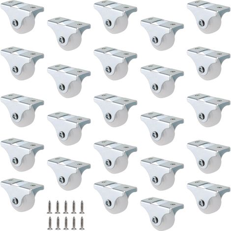 Lot de 24 roulettes fixes de 25 mm - Avec jeu de vis - Mini roulettes non pivotantes - Pour chariot de courses, boîtes à outils et valises de transport - Pour meubles de petite taille (1/5)