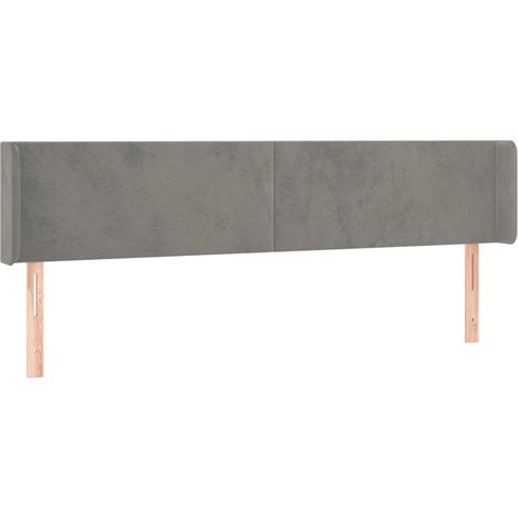 Testiera accessorio letto mobile camera da letto con bordo laterale 203 x 16 x 78/88 cm tessuto velluto grigio chiaro TDL0205177