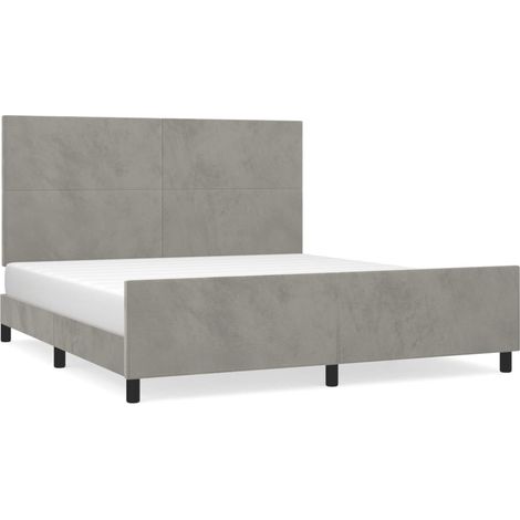 Lit double  Lit adulte  Cadre de lit sans matelas gris clair 160x200 cm velours (1/5)