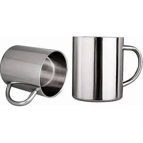 Accessoire de cuisine : Tasse à thé à double paroi en acier inoxydable brossé de 300 ml pour enfants, lot de 2 (1/5)