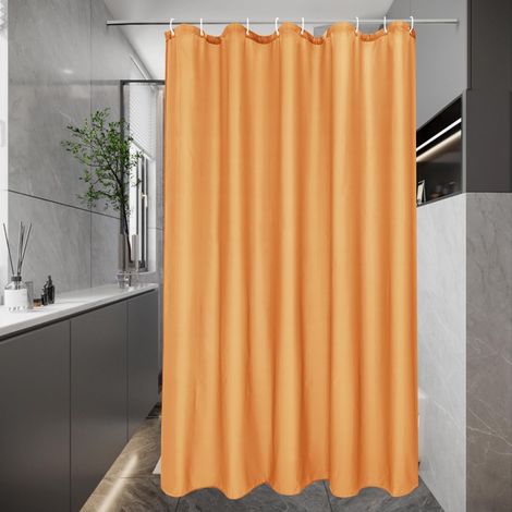 Rideau de douche 120 x 200 cm En tissu étroit Imperméable Petit Anti-moisissure Lavable Avec 8 anneaux Orange (1/5)