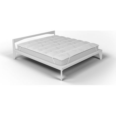 Topper Trapuntato Imbottito Matrimoniale con Elastici Bamboo Bianco (1/4)