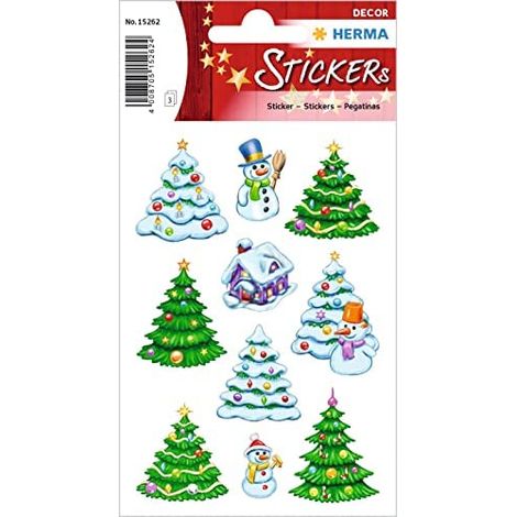 HERMA 15262 Adesivi natalizi (30 adesivi, su carta opaca) autoadesivi, etichette adesive permanenti per Natale, regali, lavoretti, calendario dell'Avvento, multicolori (1/2)