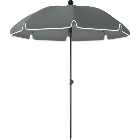 Neigbarer Sonnenschirm mit Sandanker und Tragetasche, Ø 150 x 185 cm, Anthrazitgrau