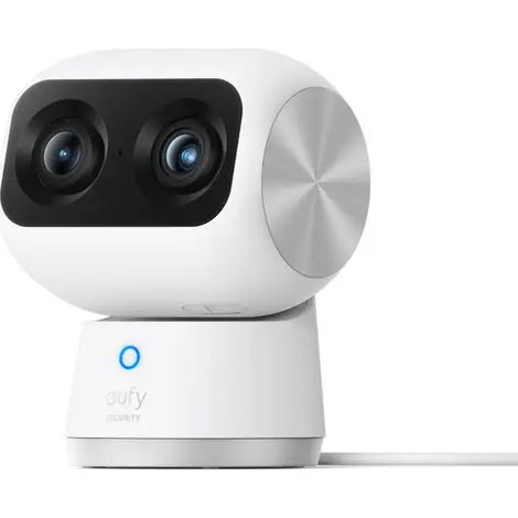 eufy Security Caméra intérieure S350, Caméra à double objectif, Caméra de surveillance 4K UHD avec zoom 8× et rotation/inclinaison 360 °, Idéale comme moniteur pour animaux/sécurité/bébé (1/4)