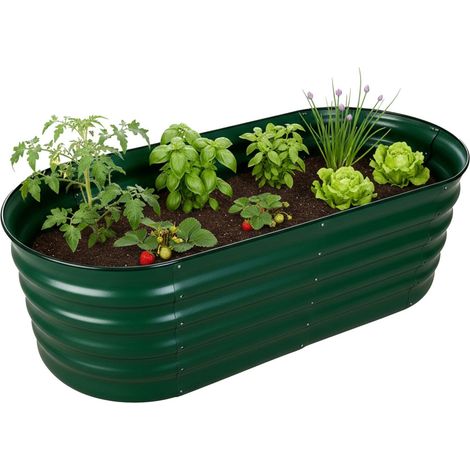 Halbrundes, erhöhtes Metallbeet für Gemüse