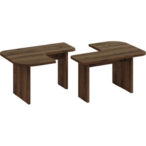 Ensemble tables basses en bois "Iris" - 90 x 45 x 35 cm - Marron (1/4)