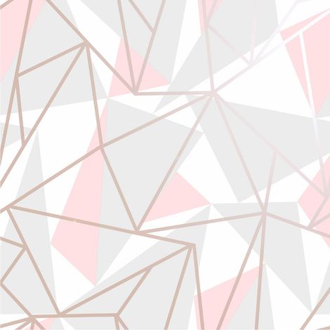 Geometric Abstract Wallpaper Pink White Grey Abstract Shard Feature Wall (1/4)