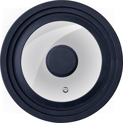 Couvercle universel en verre Ø16, Ø18 et Ø20 cm avec bord en silicone, valve vapeur et bouton ergonomique Soft Touch - Couvercle pour casseroles et poêles (1/5)