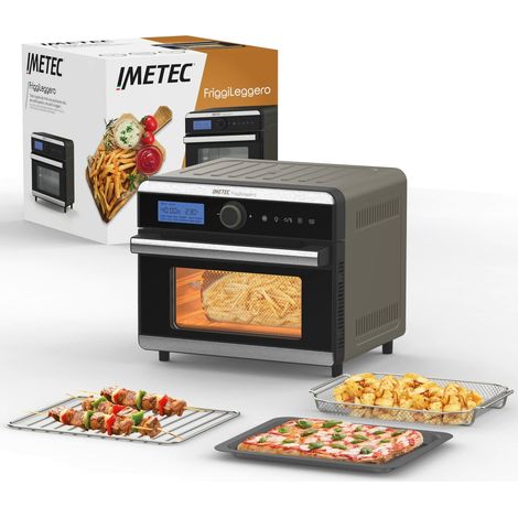 Imetec Friggileggero - friggitrice ad aria multifunzione, 12 programmi, Riscaldamento rapido, 18 l, 1550 w, Comandi digitali, Cestello, Griglia, Leccarda, Ricettario, 40x36x34,5 cm (1/5)