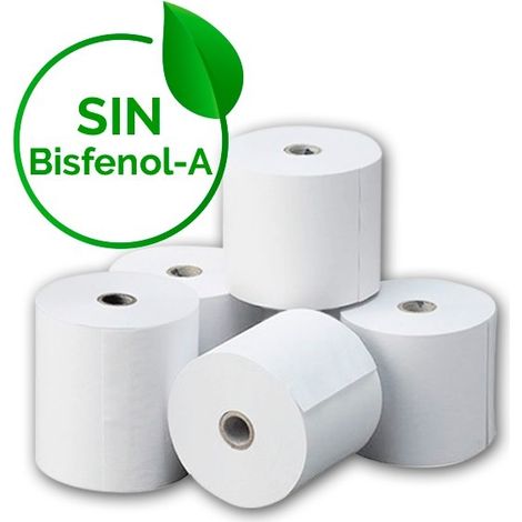 PACK DE 10 ROLLOS DE PAPEL TERMICO DE 80x80mm LIBRE DE BISFENOL A
