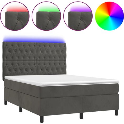 Maison Exclusive - Cama box spring colchón y LED terciopelo gris