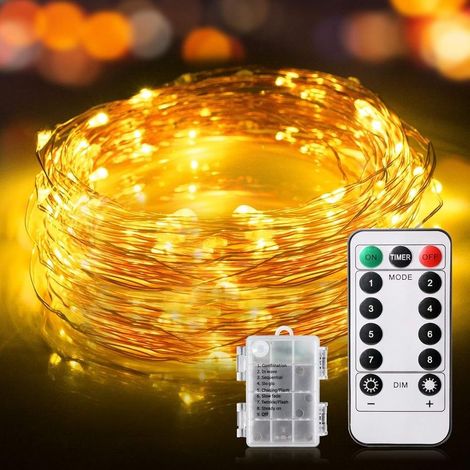 Guirlande Lumineuse,5M et 50 Guirlande LED Piles IP65 Etanche 8 Modes Fairy Lights interieur/extérieur Guirlande de Lumière pour Chambre Noël Mariage Soirée Maison Jardin - Blanc Chaud (1PCS) (1/5)