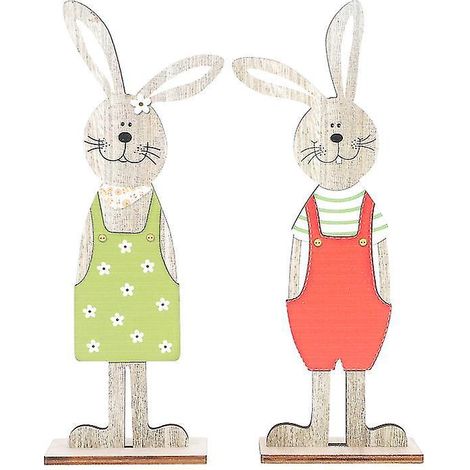 1 paire de décorations de lapins de Pâques en bois (1/3)