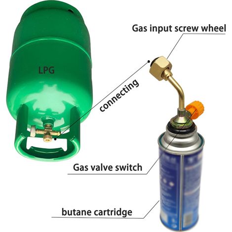Interrupteur de Valve de gaz, Cassette de chargement de Butane, adaptateur de connexion directe, gonflage du réservoir d'air (1/5)