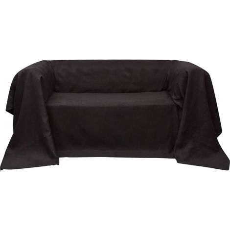 Jeté de canapé/couvre-lit en micro-suède, marron, 140 x 210 cm