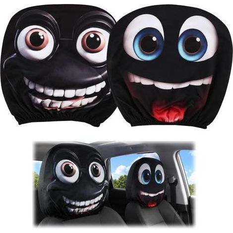 Halloween Cartoon Car Headrest Covers Universal Anti-Scratch Cover Decorative Car Headrest Cover Accessories Reusable Party Home Decoration Fun Home Decor 2 Pack (1/5)