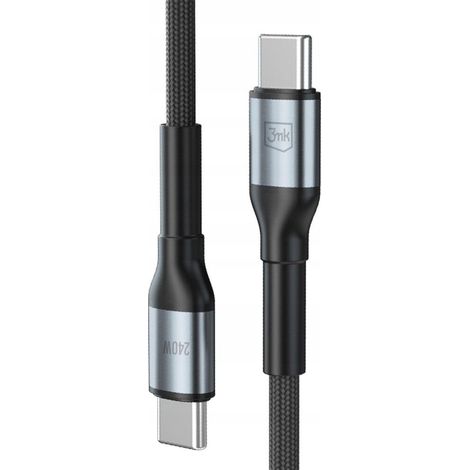 Schwarzes geflochtenes Kabel 3mk Hyper Cable N-SERIES C - C 2m 240W für iPhone 1 Stück. (1/3)