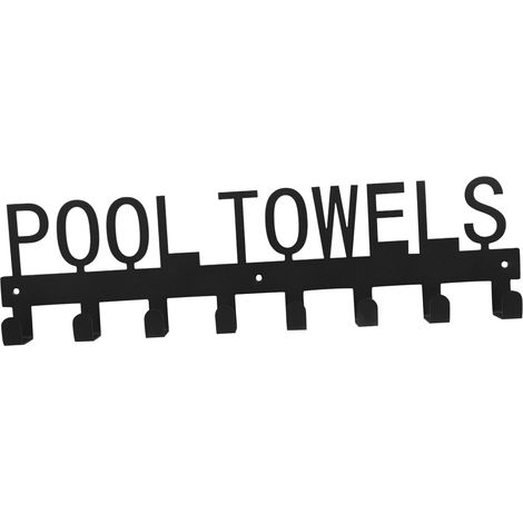 Porte-serviettes de piscine VILLCASE en fer noir, crochet pour (1/5)