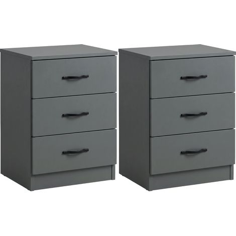 Riano 3 Drawer Bedside Tables Set of 2, Bedroom Storage Furniture, Green (1/5)