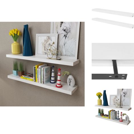 2 Étagères murales MDF Blanc Rangement de livres/DVD - Etagere Murale - Rangement Mural - Étagère Blanche - Meuble Blanc - Décoration Murale (1/5)