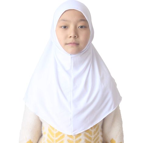 Foulard facile à préparer pour filles, doux et respirant, prêt à porter, pour l'école, les fêtes, le quotidien, 6-11 ans, couleurs unies. (1/5)
