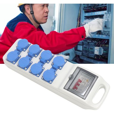 Industrieller tragbarer Feldverteilerkasten 200-250 VAC mit 8 Universalsteckdosen mit Schaltern und RCD-Steckdosenverteiler 32 A/AC (2 LS C16A IP65 wasserdicht). (1/5)