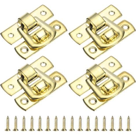 Confezione da 10 chiusure a scatto, fibbie decorative retrò in metallo con viti per astuccio portagioie, cassetta, colore oro (1/4)