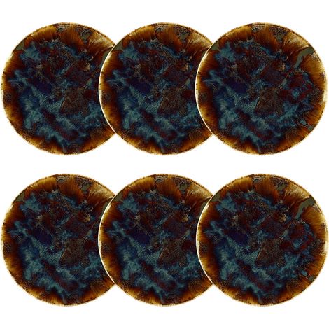Lot de 6 assiettes plates en porcelaine 27cm, VOLCANO