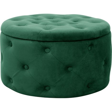 Pouf a scomparto rotonda in velluto trapuntato AKORD ALIA Verde bottiglia (1/5)