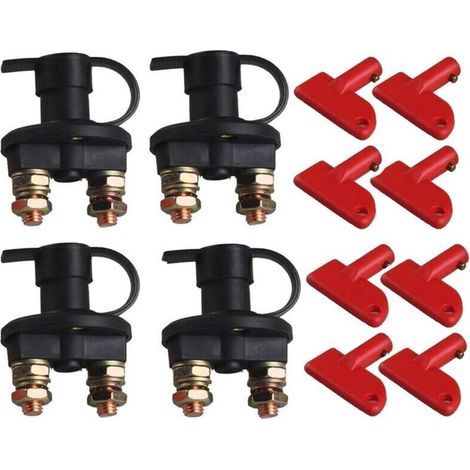 Interrupteur d’arrêt d’urgence pour batterie automobile 12 V / 24 V – Lot de 4 unités en cuivre étamé, montage rapide (1/4)