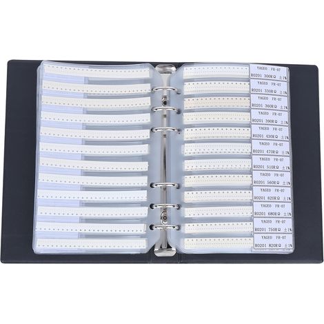 Kit d'assortiment de résistances de valeur 0201 170, composants électroniques, livre d'échantillons en plastique, noir (1/4)
