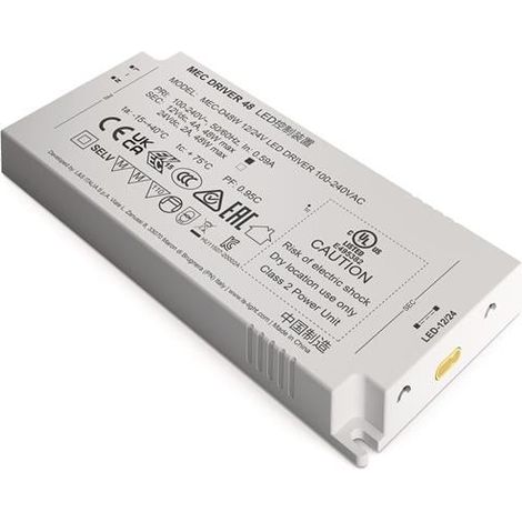 LED convertisseur 100-240 V/AC 12+24V DC L.160mm 48 W blanc lisse L&S