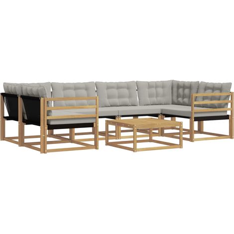Outdoor Sofa Set 7 pcs White and Light Grey vidaXL (1/5)